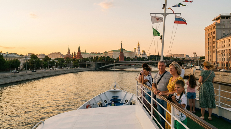 Прогулка на теплоходе по Москве-реке с видом на Кремль